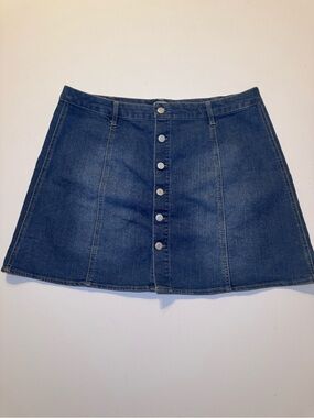 Mossimo Supply Co. Dark Blue Denim Button-Front A-Line Skirt